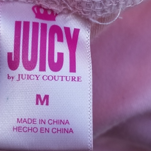 Juicy by Juicy Couture light pink velour track pants with logo print medium - Picture 4 of 5